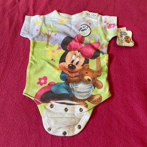 Disney Baby Minnie Mouse Onesie Size 0-3 Months NWT Multi-Color Cotton Blend